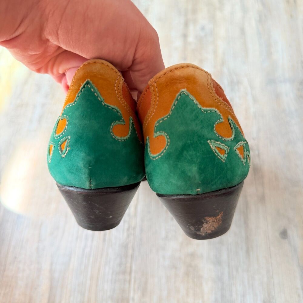 Vintage Circus Brand Multicolor Suede Western Ankle Boots 7.5 Cowboy Booties - Picture 4 of 13